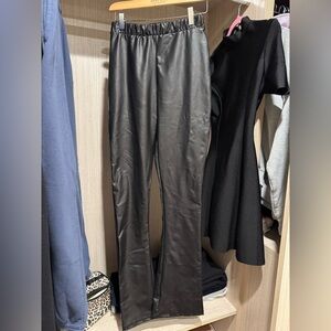 OOTDFASH Faux Leather Flare Women's Pants